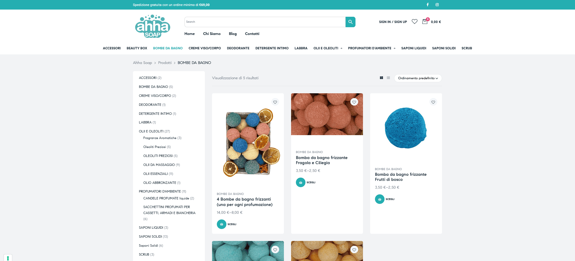 Catalogo prodotti cosmetici naturali Ahha Soap