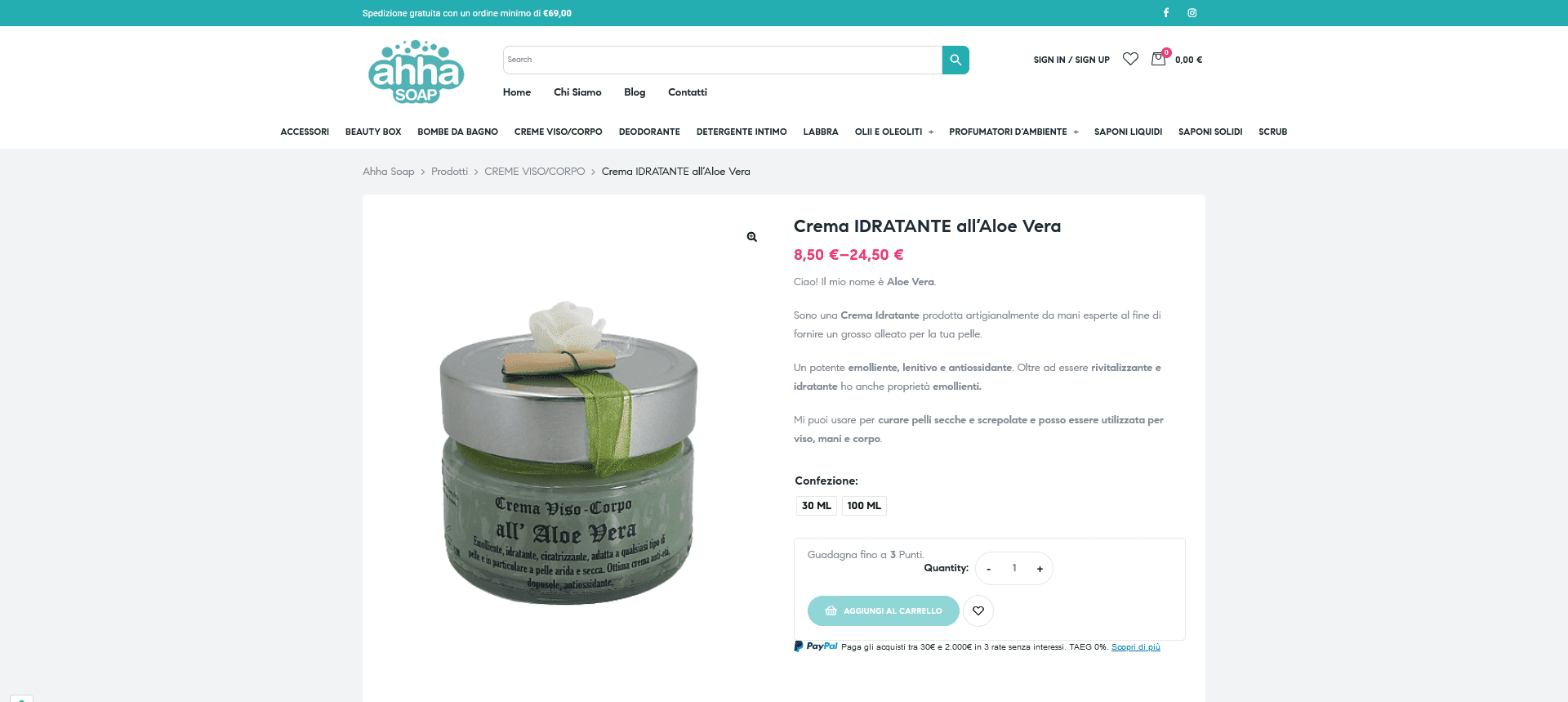 Scheda prodotto sapone artigianale Ahha Soap