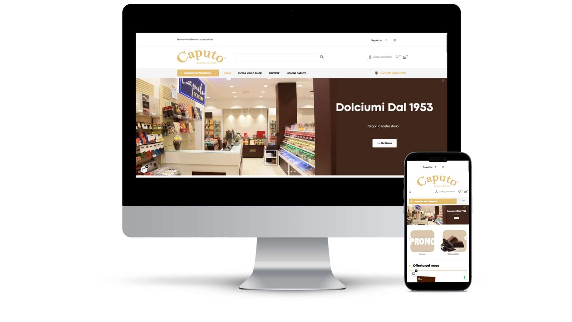 E-commerce Caputo Dolciumi su desktop e mobile