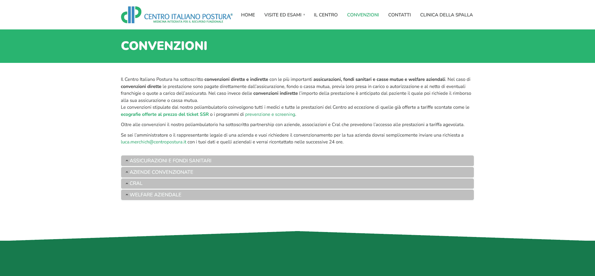 Sezione convenzioni sanitarie Centro Postura