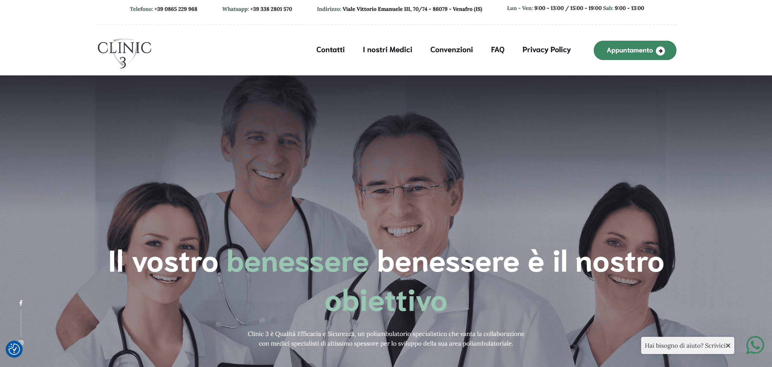 Homepage sito web Clinic3 centro medico polispecialistico