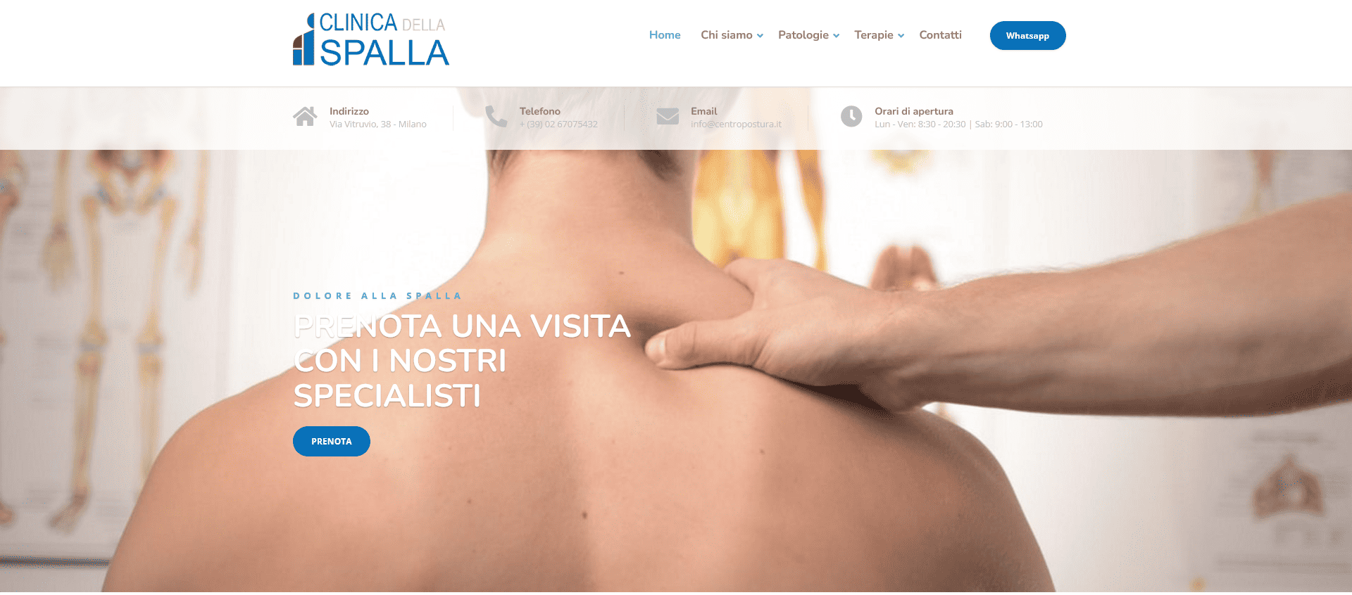 Homepage sito web Clinica Spalla ortopedia