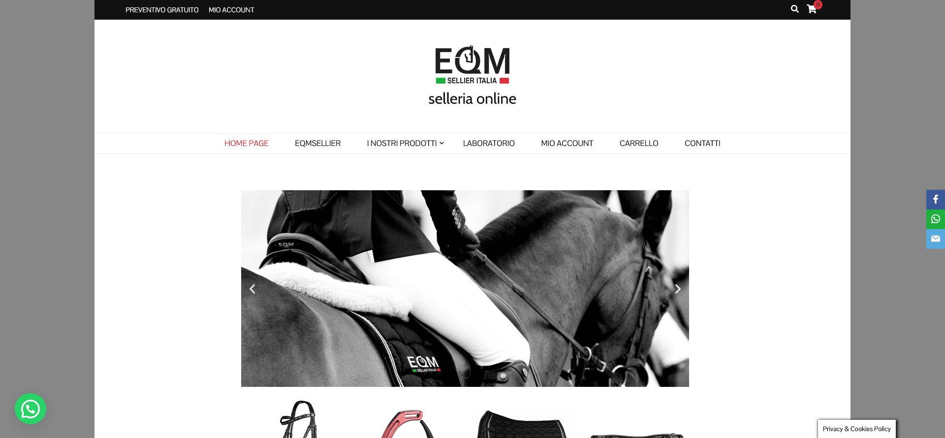 Homepage e-commerce EQM Sellier selleria equitazione