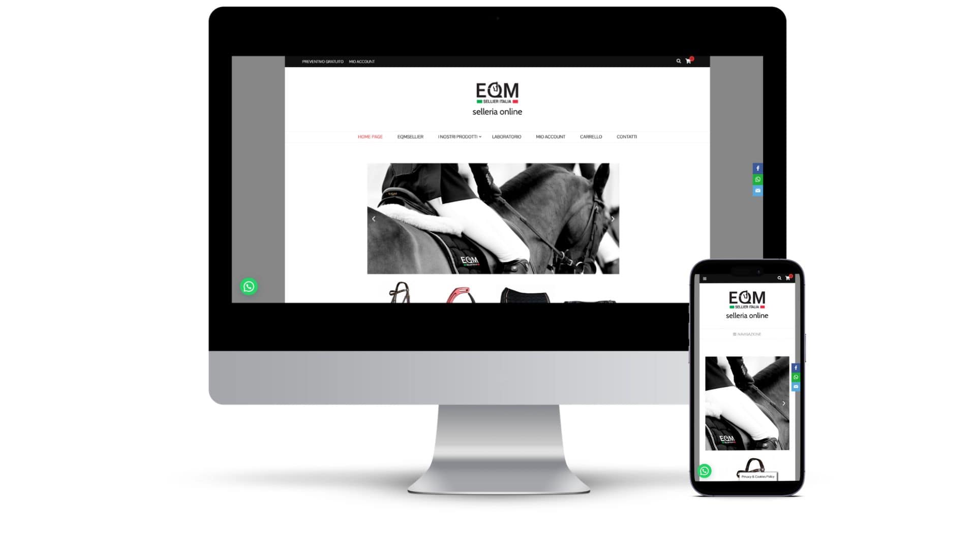 E-commerce EQM Sellier su desktop e mobile