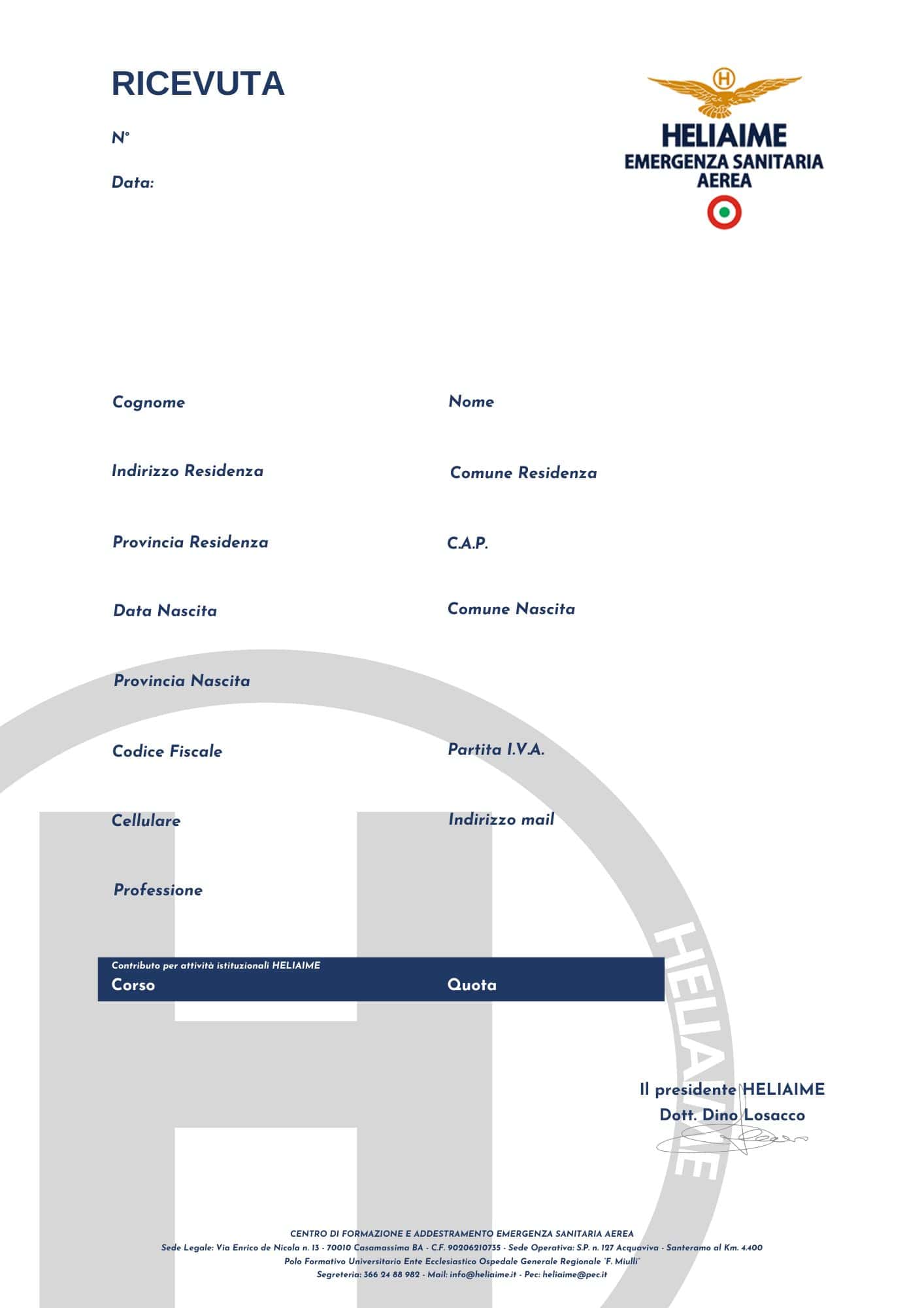 Generazione ricevuta automatica CRM Heliaime