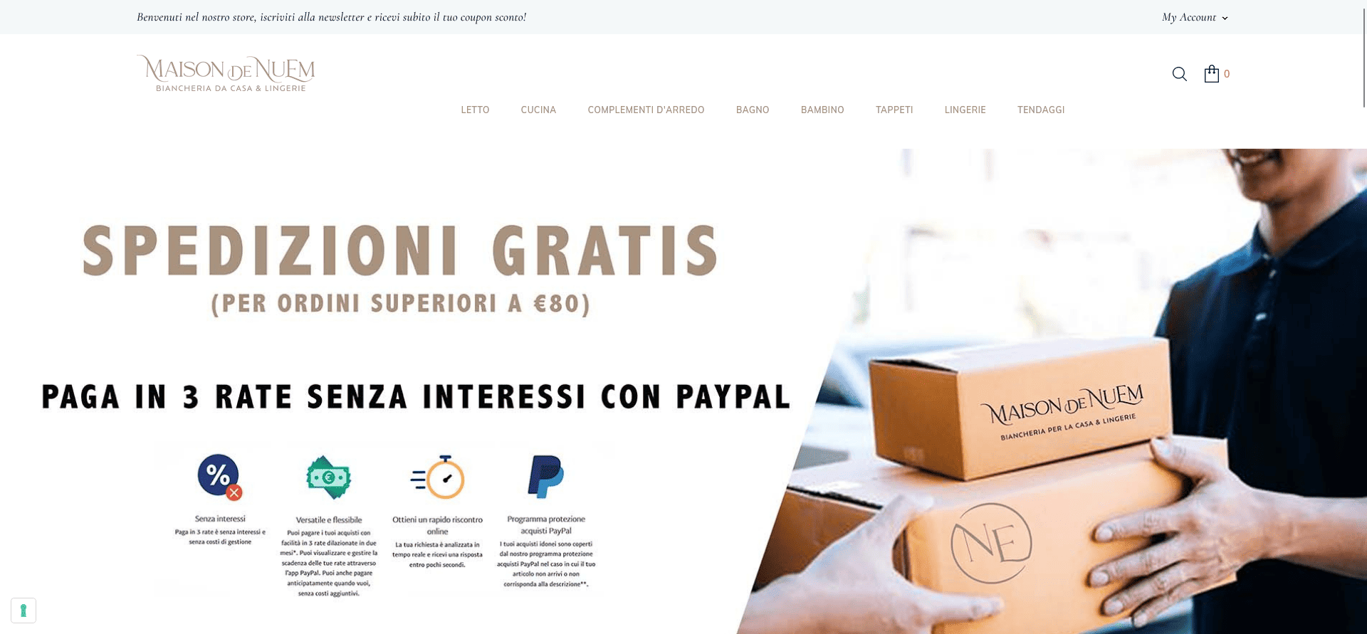 Homepage e-commerce Maison de Nuem lusso casa