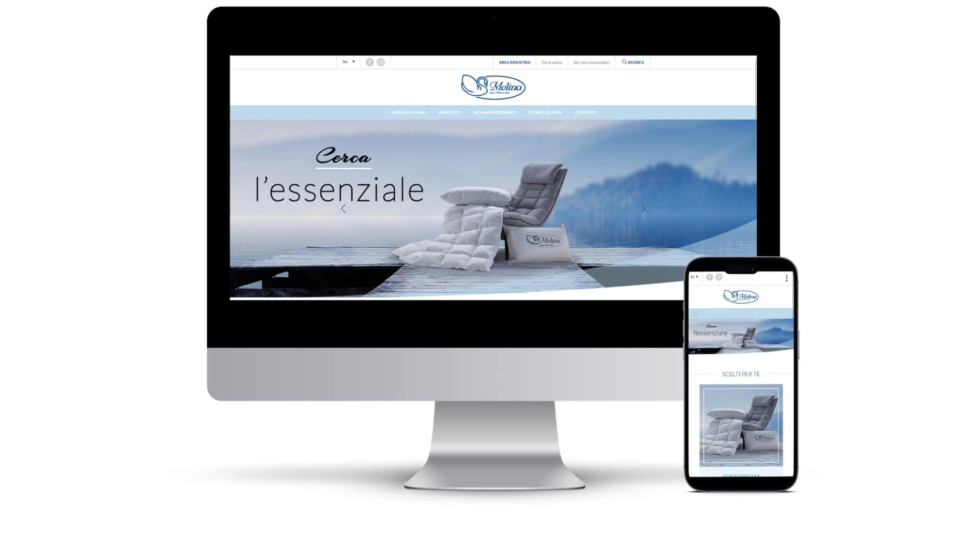 Sito Molina Piumini su desktop e mobile
