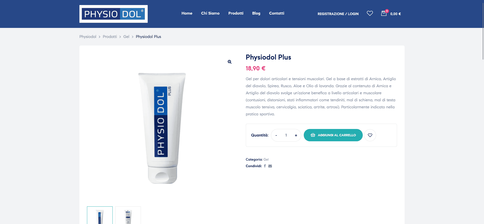 Scheda prodotto dispositivo elettromedicale Physiodol