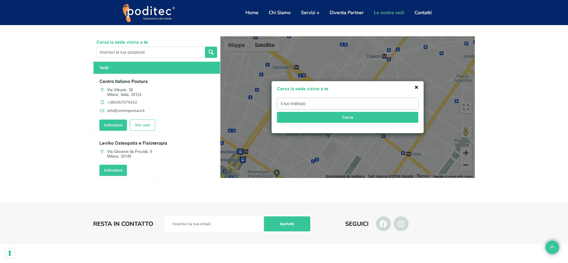 Store locator punti vendita autorizzati Poditec