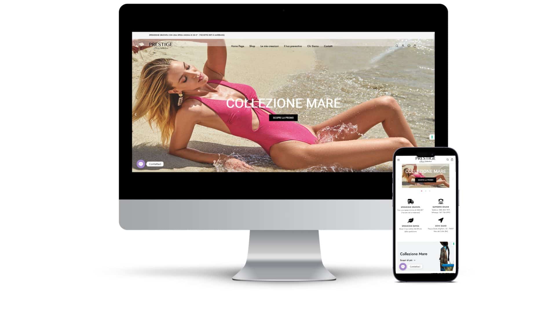 E-commerce Prestige su desktop e smartphone
