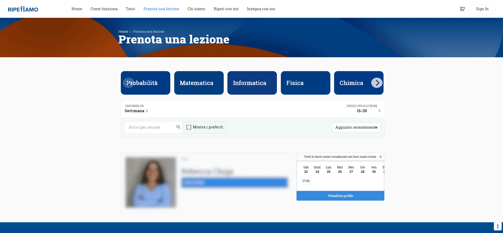 Sistema prenotazione ripetizioni online Ripetiamo