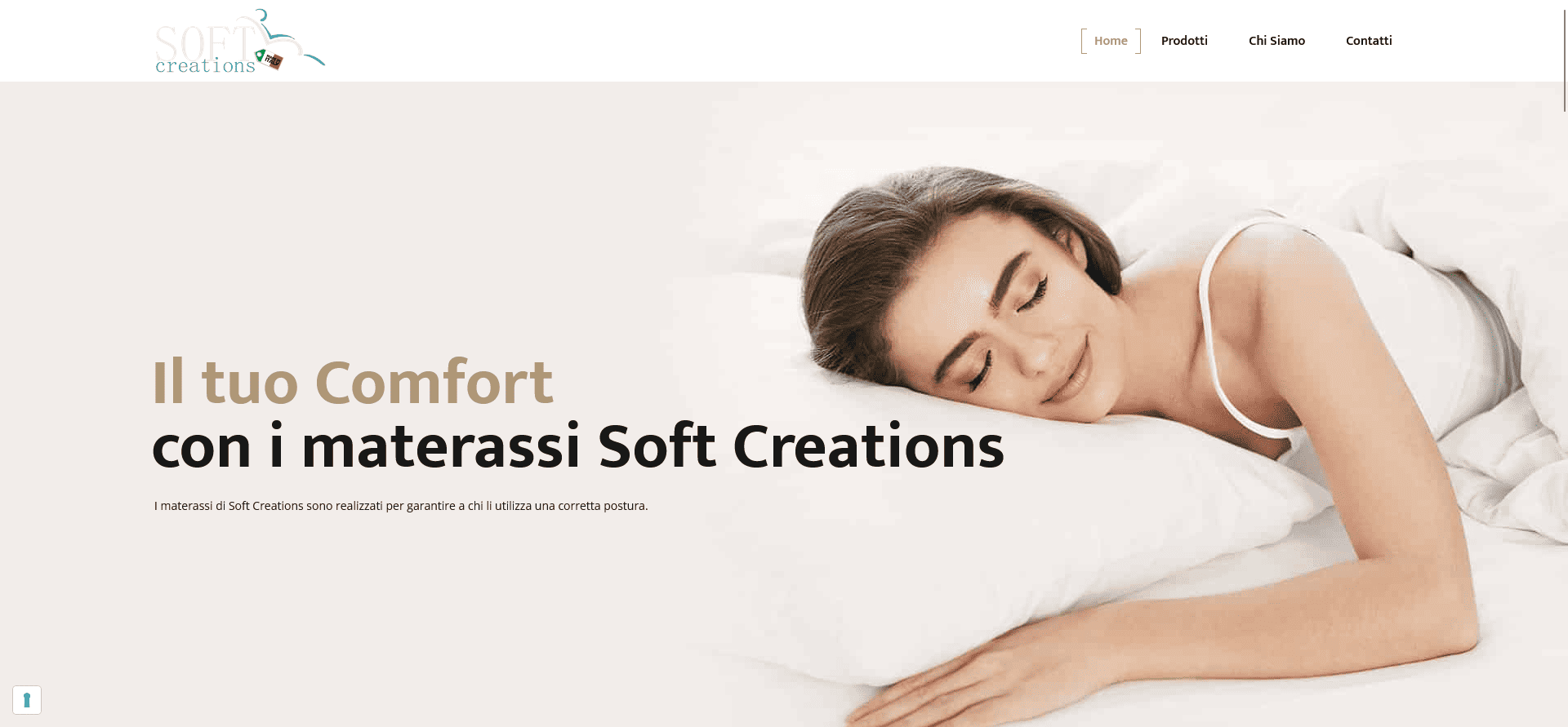 Homepage e-commerce Soft Creations materassi
